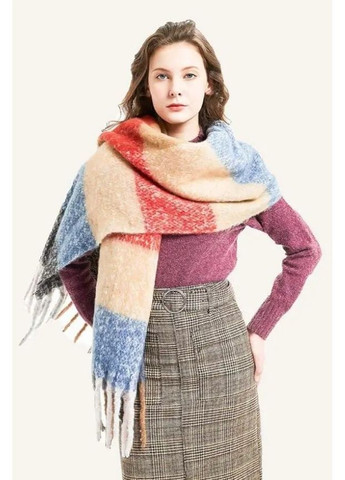 Жіночий зимовий кашеміровий шарф 200x50 см, великий різнокольоровий у полоску, теплий аксесуар No Brand (364191394)