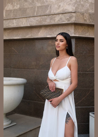 Молочное повседневный женское платье макси Avanti однотонное