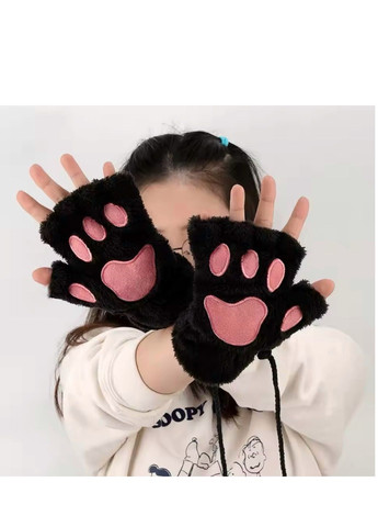 Перчатки Митенки без пальцев меховые "Кошачьи Лапки" (кошка, квадробика) No Brand Рукавиці (301941604)