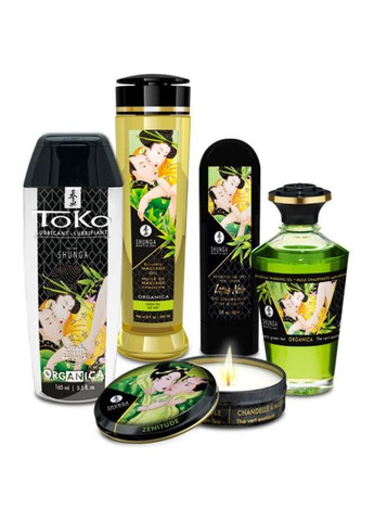 Подарунковий набір Garden of Edo, 5 засобів для масажу та пестощів, аромати зеленого чаю та лотоса Shunga (303878762)