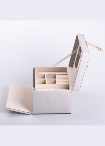 Скринька для прикрас з еко шкіри 3 яруси з дзеркалом органайзер для ювелірних виробів HP-5-17G Yiwu (325922787)