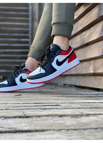 Черные демисезонные кроссовки мужские nike air jordan retro 1 low white red black 3 найк аир джордан No Brand