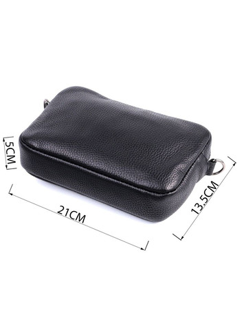 Класична сумка крос-боді з зернистої натуральної шкіри чорна 22842 Shvigel (329197435)