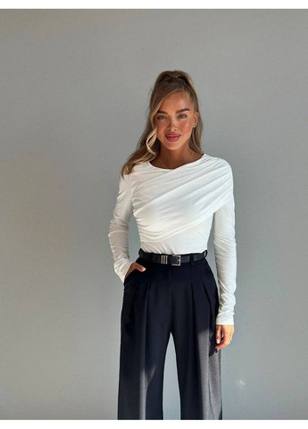 Лонгслив с драпировкой, цвет Белый Fashion (365072194)