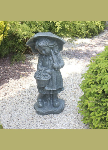 Садова фігура Дівчинка із парасолькою зелений граніт 66х30х22 см (ССПГ121462 ) Гранд Презент (285720642)
