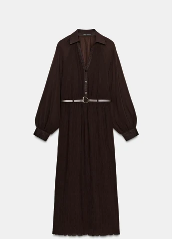 Коричнева сукня Zara однотонна
