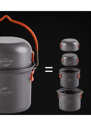Набір туристичного посуду Naturehike з казанком для багаття (4 од.) No Brand (332634655)