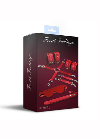 Набір Feral Feelings BDSM Kit 5 Red, наручники, поножи, конектор, маска, паддл No Brand (303885415)