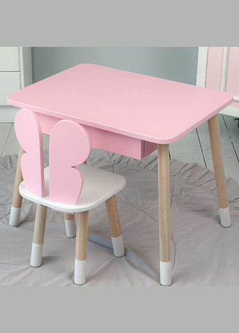 Дитячий столик і стільчик рожевий. Столик із шухлядою для олівців і розмальовок No Brand (361259116)