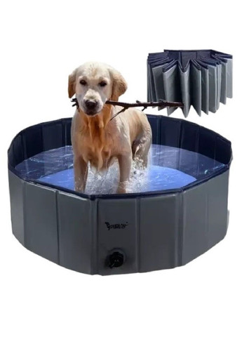 Великий складаний манеж басейн для купання собак тварин зі зливним клапаном нековзним дном 100х30 см (476959-Prob) Unbranded (292848665)