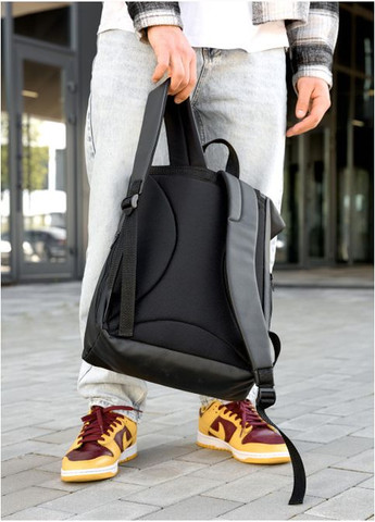 Рюкзак мужской из экокожи ролл RollTop Milton с клапаном Черный Sambag (301871786)
