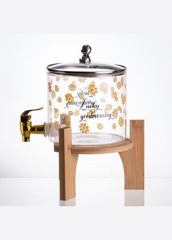 Лимонадниця з краном на дерев'яній підставці 2.6 л скляна Yiwu (354203249)