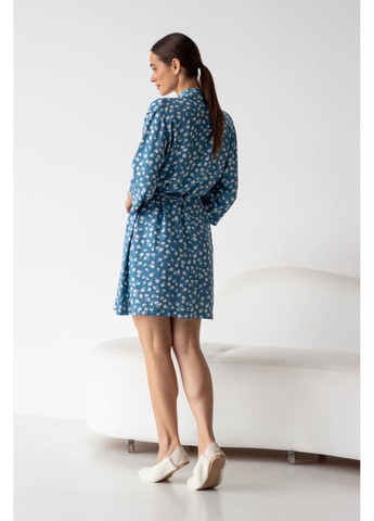 Халат из штапеля Barwa 0099 white flowers/blue (352260581)