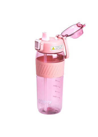 Бутылка для воды 600 мл бутылка в школу для тренировок с трубочкой и ручкой 22 см Розовая HP-14-42P Yiwu (370974129)