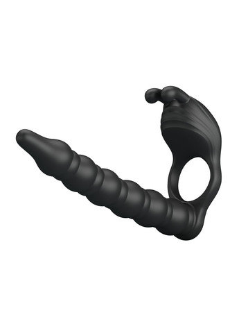 Виброкольцо с клиторальным и анальным стимулятором Blackney, черное Pretty Love (361670035)
