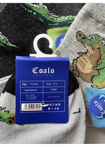 Комбинированные 5 пар качественные демисезонные котоновые носки с принтом крокодил Coalo демисезон (353926790)
