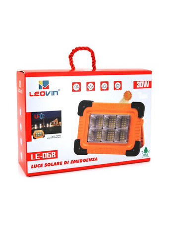 Переносной фонарь прожектор Leovin LE-068+Solar (30W), 36 LED(SMD), 4 режима, встроенный аккумулятор, заряд от 5V, USB выход,Box Voltronic (315502242)
