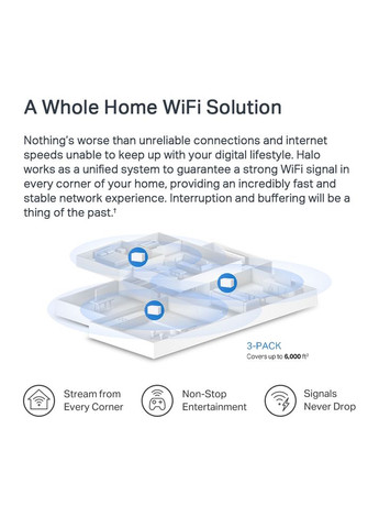 Маршрутизатор HALO H70X 2PK AX1800 3xGE LAN/WAN MESH Mercusys (316390304)