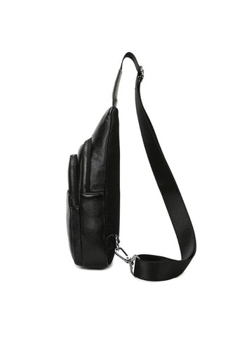 Чоловіча шкіряна сумка бананка на груди нагрудна барсетка слінг чорна Eton (325882740)