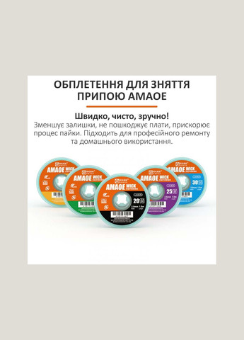 Обплетення для зняття припою Wick 2515 / довжина 1.5 м / ширина 2.5 мм Amaoe (322567232)