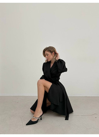 Черное праздничный платье из креп-костюмки — замеры в описании силуэтная GD/GL Модний простір однотонное