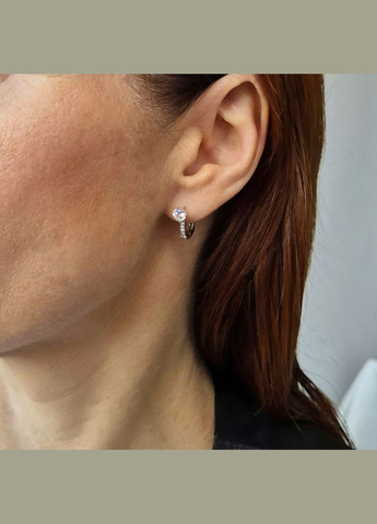 Серебряные серёжки серьги с Белыми камнями серебро 925 пробы Родированное 1239с 1.92г No Brand (331148479)