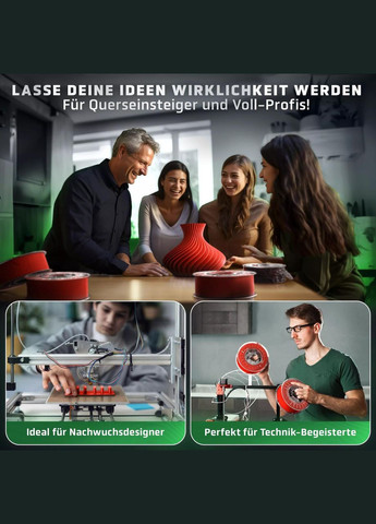 Филамент 3D® PLA 1кг, 1.75м для 3D-принтеров, экологичный материал, удобный для моделирования Vision (362346326)