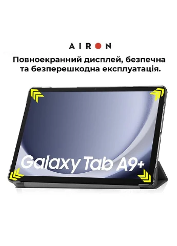 Чохол Premium для Samsung Galaxy Tab A9 Plus 11'', еко-шкіра, з підставкою, захисна плівка Airon (395601193)