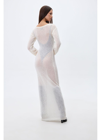 Молочное платье макси вязаное m-l молочный 2114 Papaya