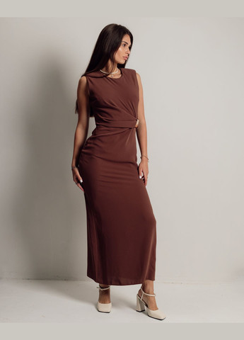 Коричневое вечернее платье длинное женское приталенное Phardi