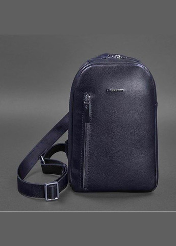 Темно-синій шкіряний чоловічий рюкзак на одне плече Chest Bag (A-027167) BlankNote (330144519)