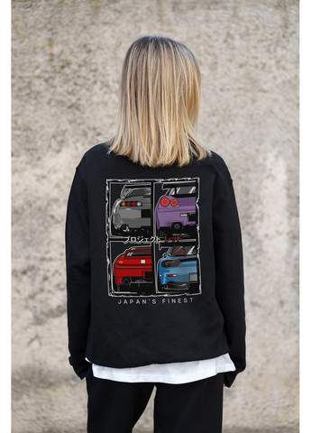 Черный женский утепленный оверсайз свитшот на флисе с принтом cars Without однотонный без декора (361680386)