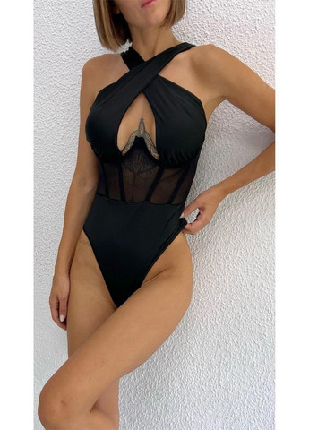 Боді Персефона жіночий елегантний звабливий з широкими бретелями схрещені на грудях No Brand Боді Persephone чорний (342758771)