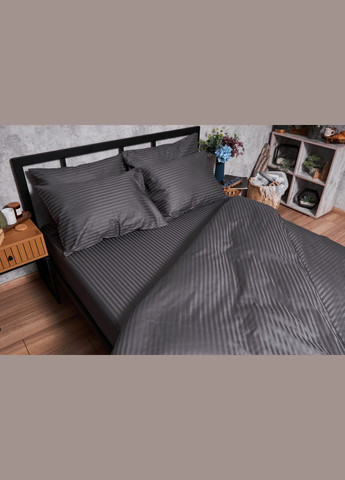 Комплект постельного белья Satin Stripe двуспальный 175х210 наволочки 2х50х70 (MS-820003681) Moon&Star stripe black (288044068)