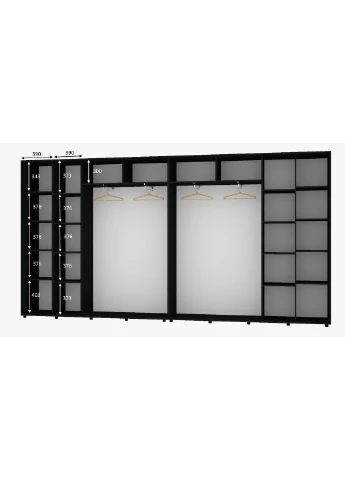 Шкаф-купе четырехдверный Алекса ДСП 380*45*210 см Антрацит Алекса (383947072)