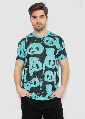 Мятная футболка мужская с принтом синяя размер l (sku_244r6034) с коротким рукавом No Brand