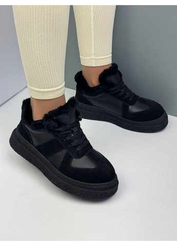 516 Кросівки Зимові Чорні Шкіра с замшею утеплені VIKA чорні зими (372384868)