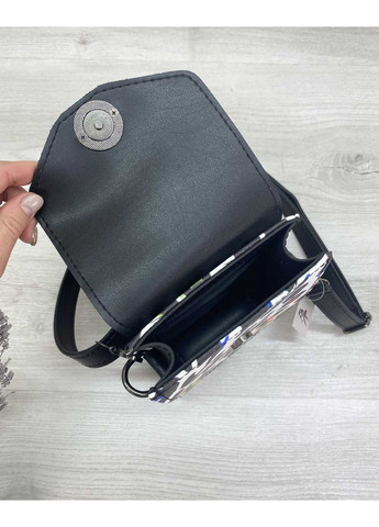 Сумка клатч жіноча чорно-біла зі шкірозамінника молодіжна сумочка з магнітом 1 відділення ProDobro (367265143)