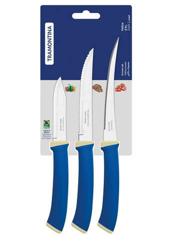 Набір ножів FELICE blue, 3 предмети 23499/177 Tramontina комбінований,