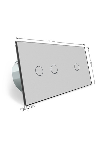 Умный сенсорный проходной/перекрестный выключатель 3 сенсора (1-2) стекло (VL-C701SZ/C702SZ-15) Livolo (371777243)