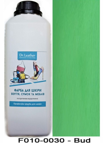 Фарба поліуретанова (водна) для шкіряних виробів 1 л. Bud (Зелена м'ята) Dr.Leather (282737384)