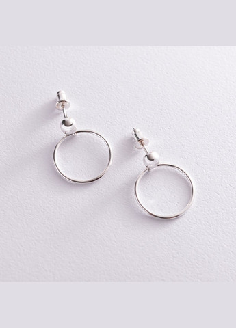 Срібні сережки - пусети Кільця 123058 Oniks (264644228)