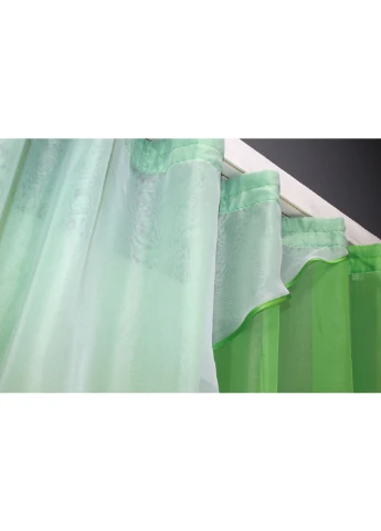 Кухонна фіранка № 053к білий з темно-салатовим 280х170 см (52-0705) VR-Textil (299634375)