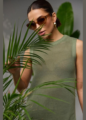 Вязаный женский топ-сетка без рукавов из натуральной пряжи (2467) Triko Bakh (334710373)