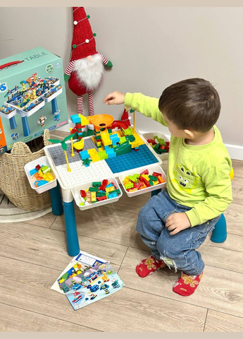 Детский игровой многофункциональный столик 6 в 1 на 262 детали с конструктором и стульчиком Iblock (336377330)