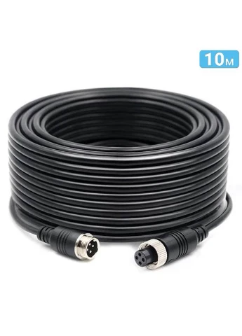 4Pin кабель Y3008A2, авиационный разъем с фиксирующей гайкой, 10м (для камер заднего вида) Podofo (376267375)