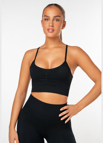 Топ для фитнеса и йоги с пуш-ап эффектом черного цвета, размер L Trends (330757825)