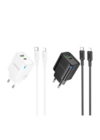 Сетевое Зарядное Устройство BA83A 1USB-C/1USB PD/QC 20W+Type-C to Lightning Borofone (337993787)