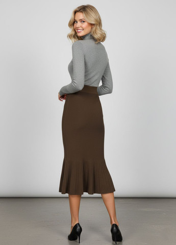 Коричневая офисная однотонная трикотажная юбка годе миди mw-ks-1978v-1 черный Forza Viva