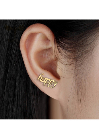 Серьги happy из нержавеющей медицинской стали с позолотой ES-152 No Brand (299330485)